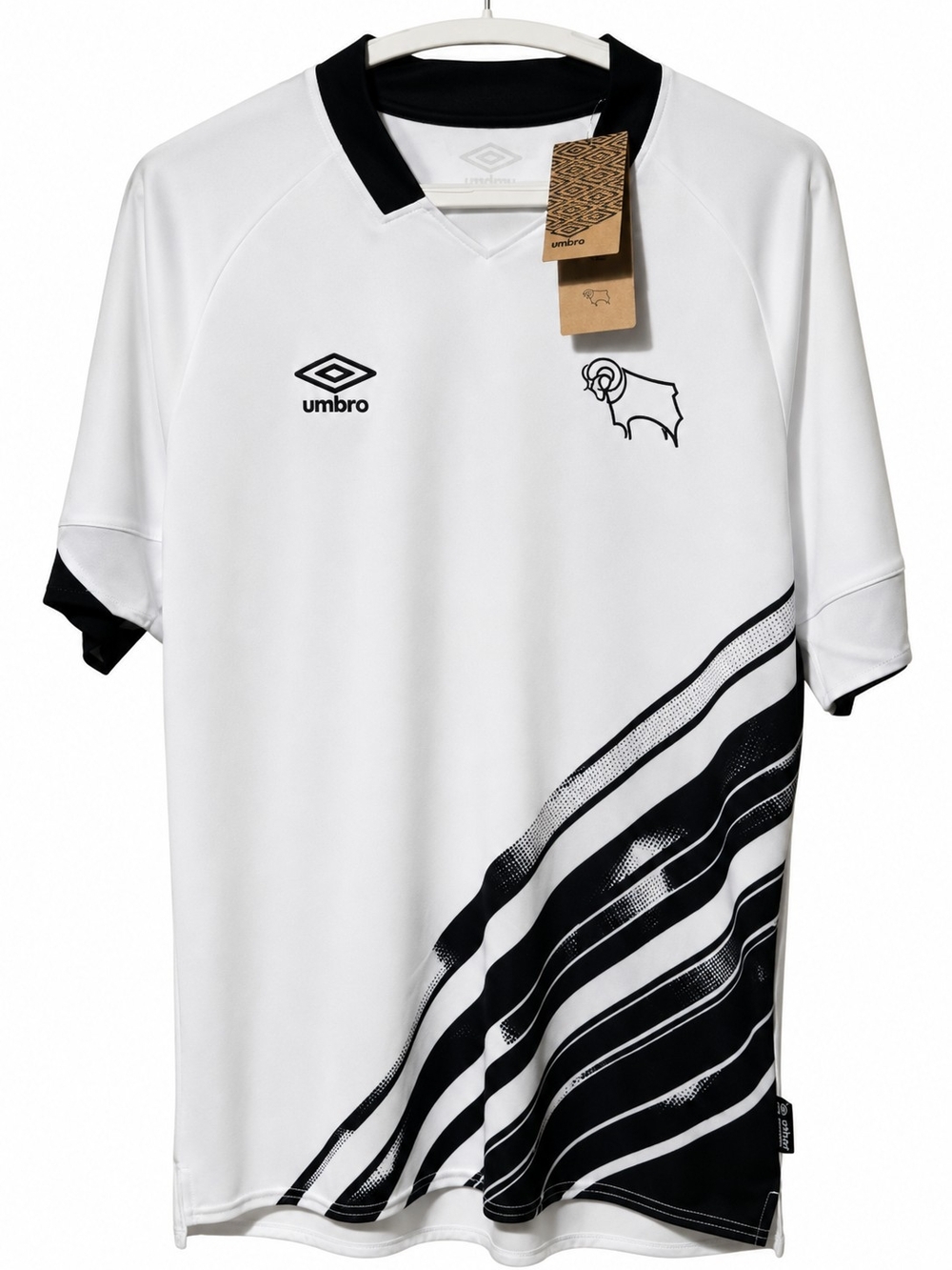 NWT Umbro Derby County FC Home Jersey White Black Soccer Football Shirt Men's L